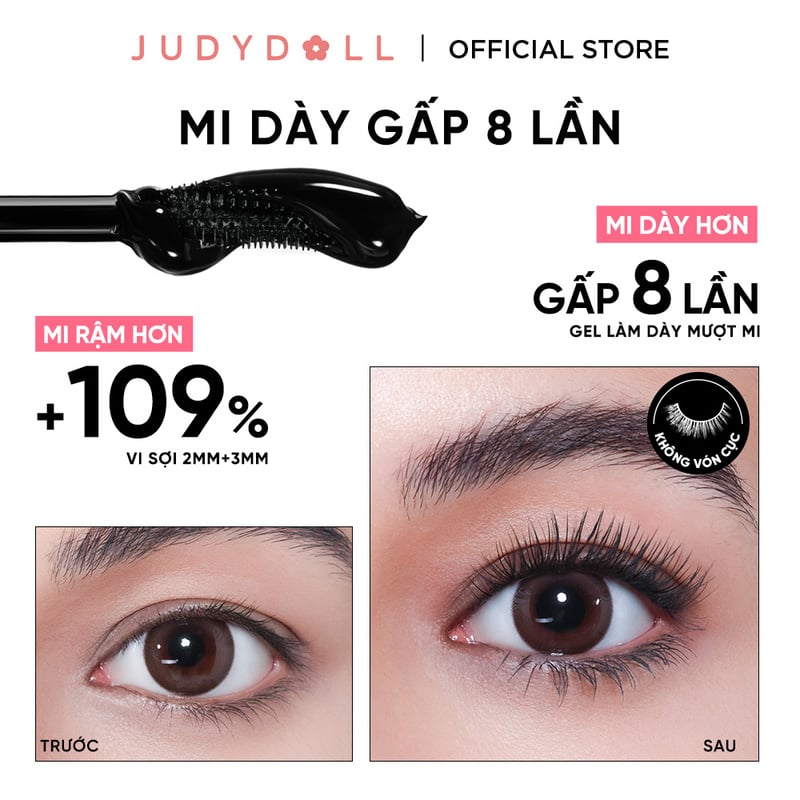 Mascara Dày & Cong Mi Judydoll No-Drooping Volume Mascara Black 7g