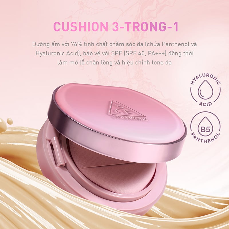 thegioiskinfood.com - Phấn Nước 3CE Giúp Da Sáng Tự Nhiên Fitting Mesh Cover Cushion 11g