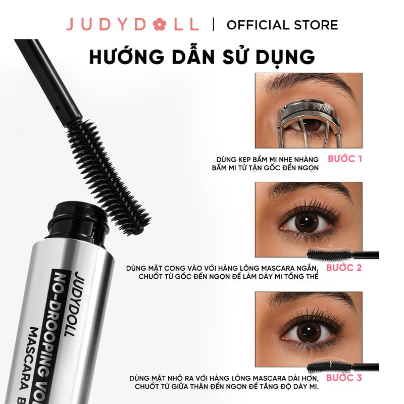 Mascara Dày & Cong Mi Judydoll No-Drooping Volume Mascara Black 7g