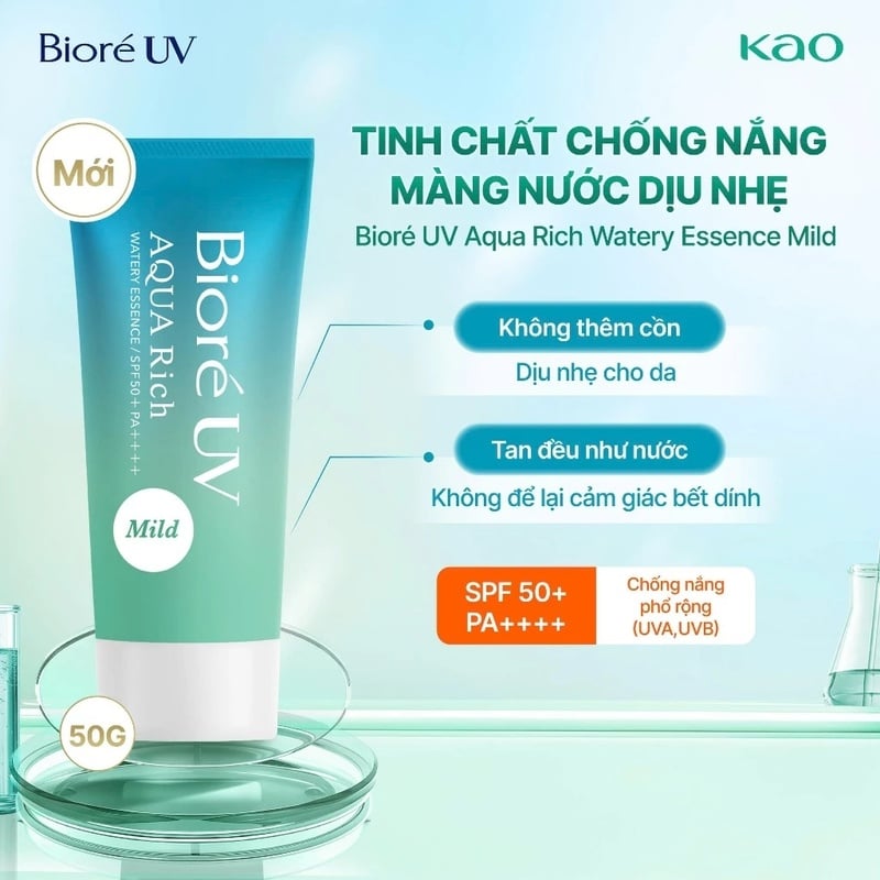 thegioiskinfood.com - Tinh Chất Chống Nắng Màng Nước Dịu Nhẹ Bioré Uv Aqua Rich Watery Essence Mild SPF50+ PA++++ 50g