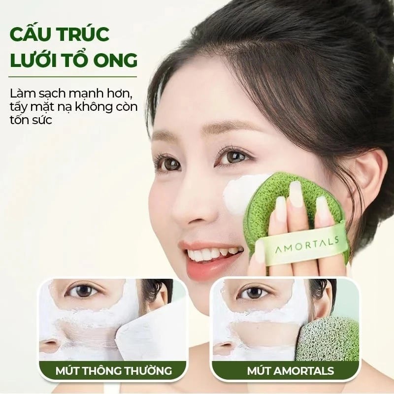 thegioiskinfood.com - Bông Rửa Mặt Amortals Bọt Biển Wash To Smile Face-washing Puff