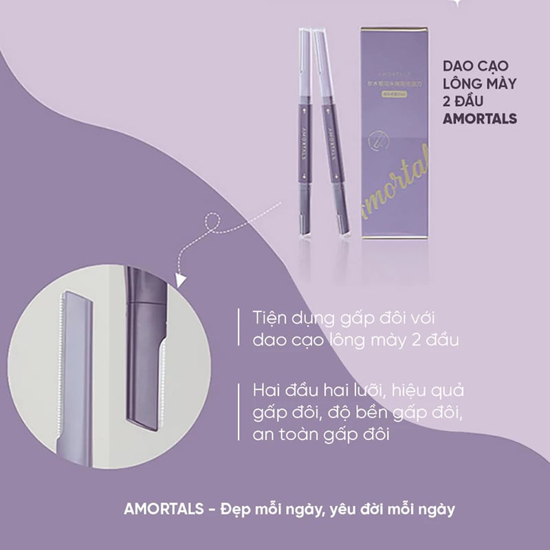 thegioiskinfood.com - Dao Cạo Lông Mày Amortals Hai Đầu Double-headed Macro Eyebrow Razor