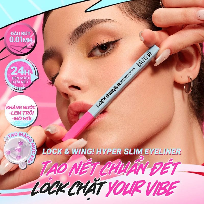 thegioiskinfood.com - Bút Kẻ Mắt Nước DAZZLE ME Siêu Mảnh Lock & Wing Hyper Slim Eyeliner 0.55ml