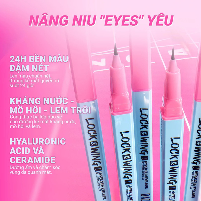 thegioiskinfood.com - Bút Kẻ Mắt Nước DAZZLE ME Siêu Mảnh Lock & Wing Hyper Slim Eyeliner 0.55ml