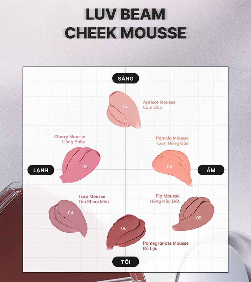 thegioiskinfood.com - Má Hồng Kem Bùn Lilybyred Luv Beam Cheek Mousse 3.8g