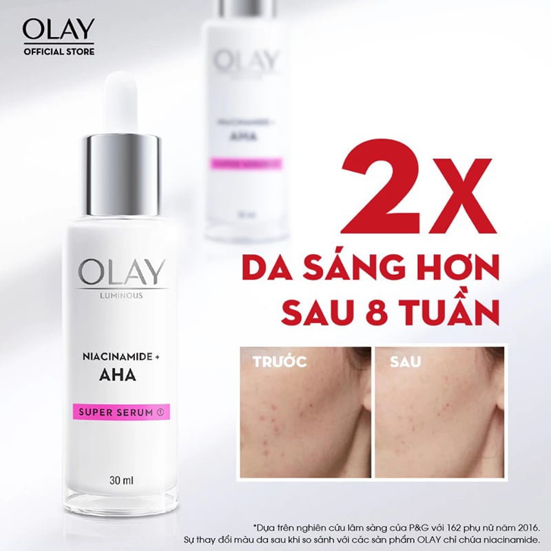 thegioiskinfood.com - Serum Hỗ Trợ Dưỡng Sáng Da, Mờ Thâm Mụn Olay Luminous Niacinamide + AHA Super Serum 30ml