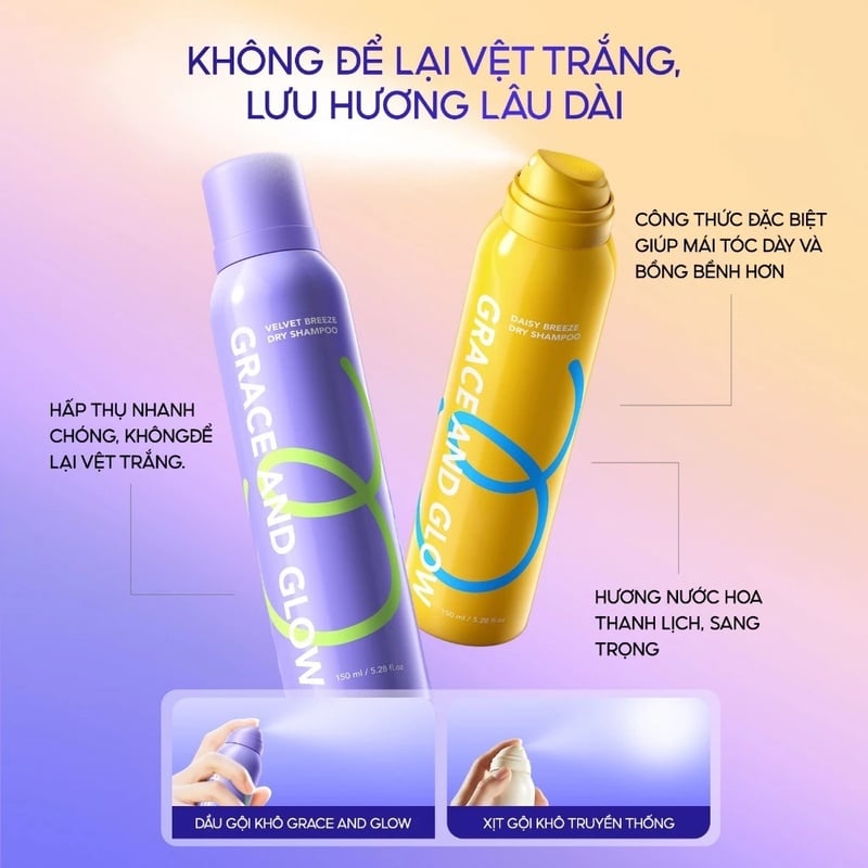 thegioiskinfood.com - Dầu Gội Khô Phồng Tóc Grace And Glow Dry Shampoo 150ml