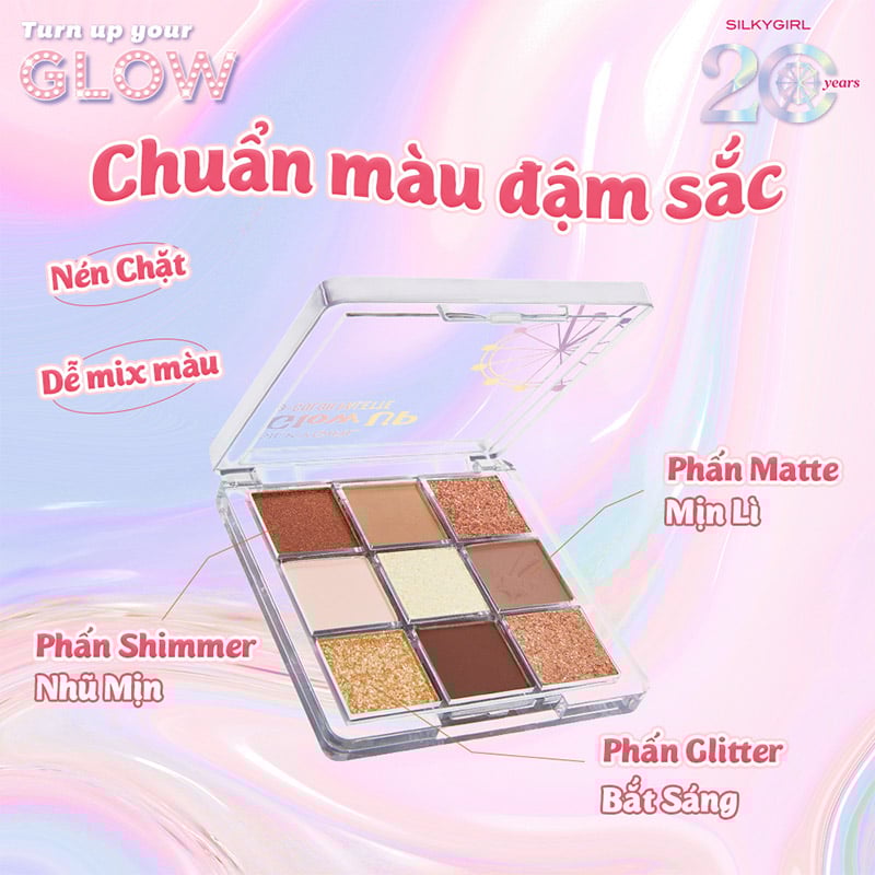 thegioiskinfood.com - Bảng Phấn Mắt 9 Ô Silkygirl Glow Up 9-Color Palette 7.2g