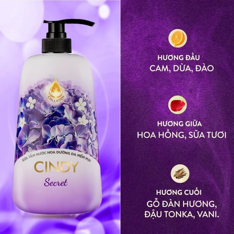 thegioiskinfood.com - Sữa Tắm Nước Hoa Dưỡng Da Mềm Mại Cindy Shower Gel Cindy 650g