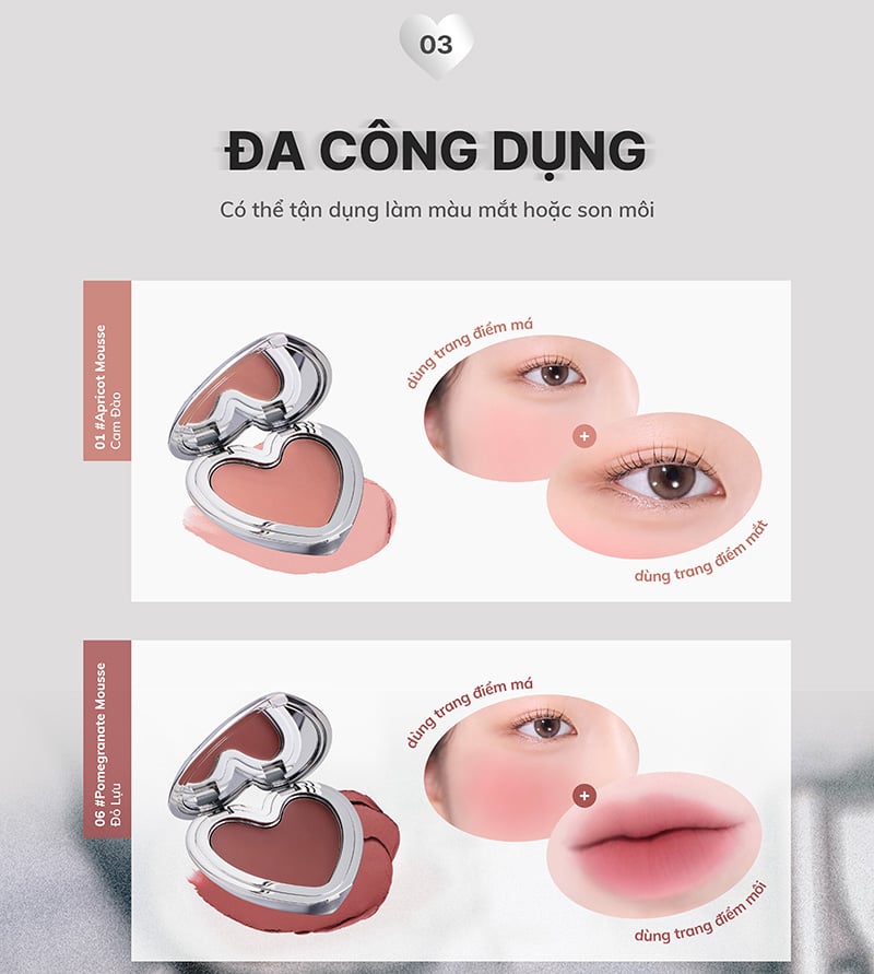 thegioiskinfood.com - Má Hồng Kem Bùn Lilybyred Luv Beam Cheek Mousse 3.8g