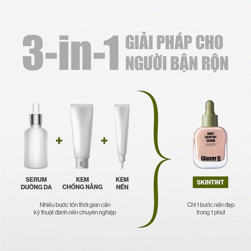 thegioiskinfood.com - Kem Nền Căng Bóng Glamrr Q Daily Skintint Serum Vegan Foundation 30ml