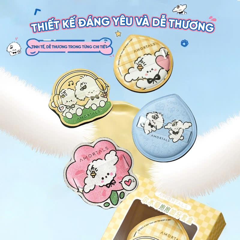 thegioiskinfood.com - Bông Mút Trang Điểm Amortals Huggy Powder Puff Set (Yellow)