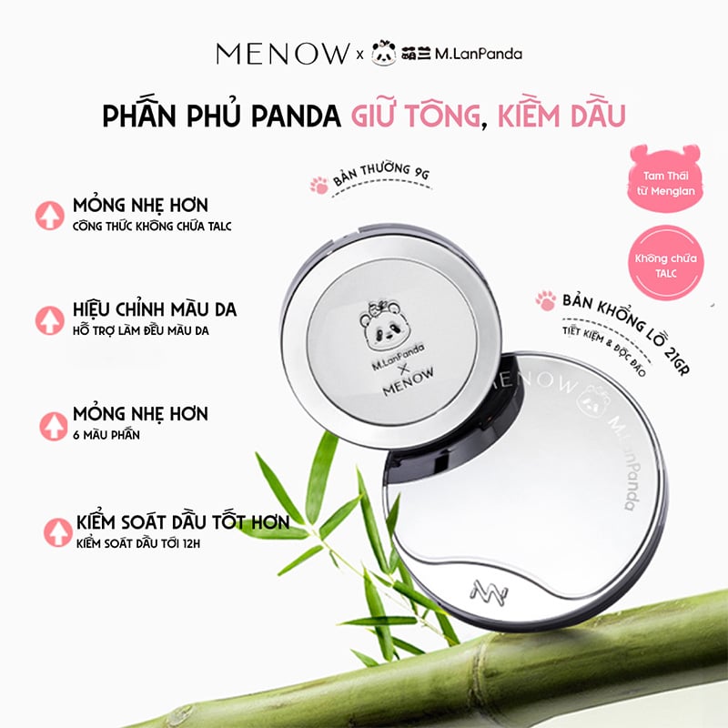 thegioiskinfood.com - Phấn Phủ MENOW x MENGLAN PANDA Dạng Nén Velvet Mist Complexion Power 21g