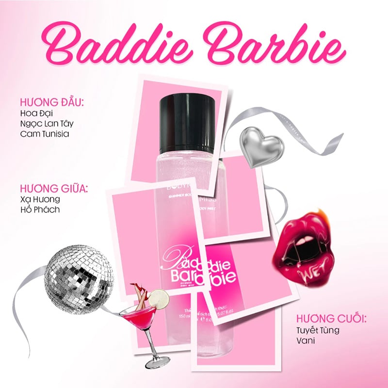 thegioiskinfood.com - Bodymiss Shimmer Body Mist 150ml #Baddie Barbie