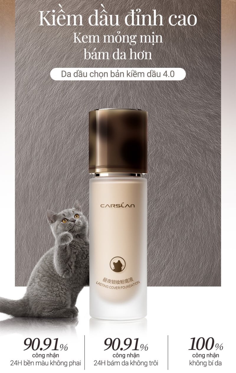 Kem Nền Carslan Dưỡng Ẩm, Kiềm Dầu Lâu Trôi Lasting Foundation 4.0