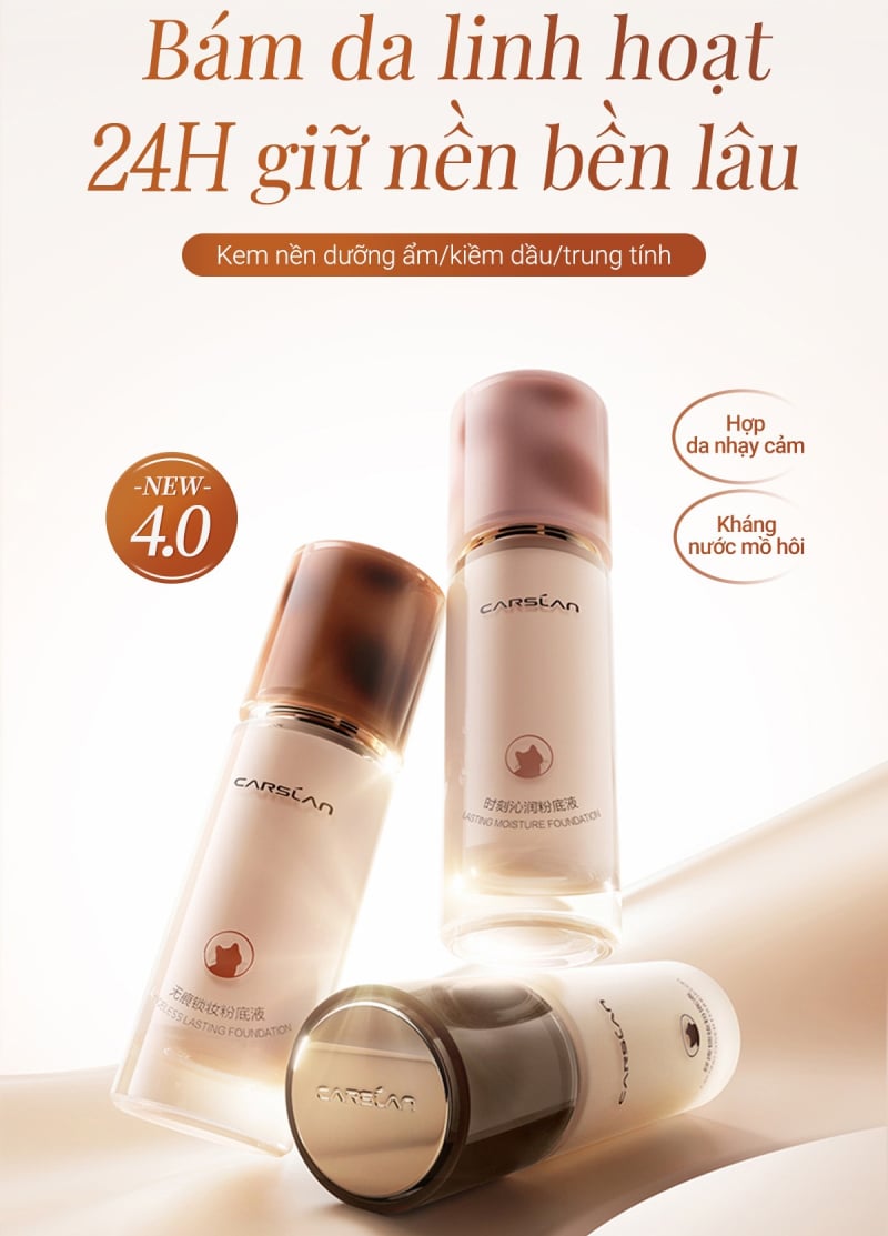 Kem Nền Carslan Dưỡng Ẩm, Kiềm Dầu Lâu Trôi Lasting Foundation 4.0