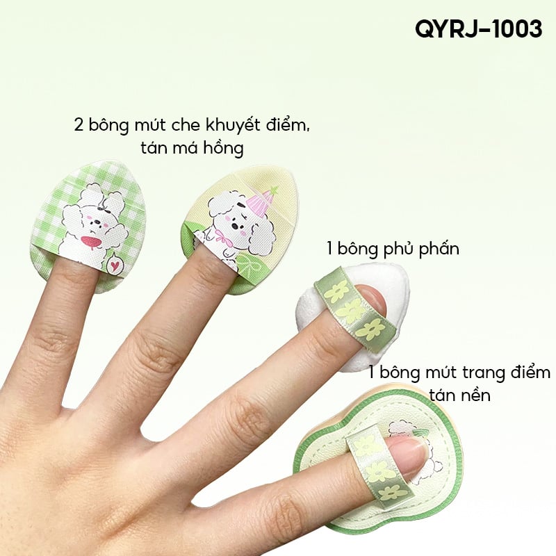 thegioiskinfood.com - Bông Mút Trang Điểm Mini Xỏ Ngón Tán Nền, Tán Má Hồng, Che Khuyết Điểm Idealful Makeup Foundation Puff
