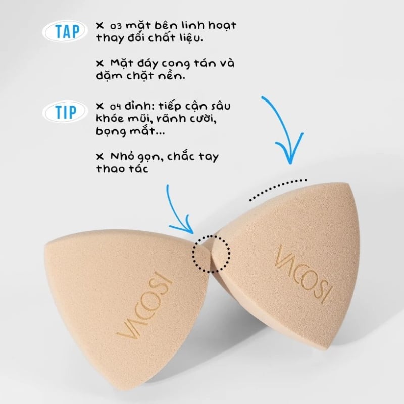 Bông Mút Trang Điểm Kim Tự Tháp Vacosi Versatile Makeup Sponge - BP41