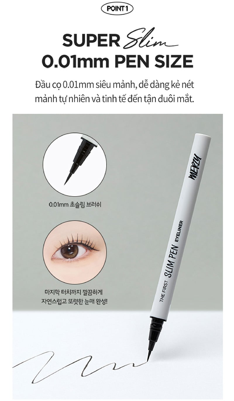 thegioiskinfood.com - Bút Kẻ Mắt Siêu Mảnh, Bền Màu, Lâu Trôi Merzy The First Slim Pen Eyeliner 0.45g
