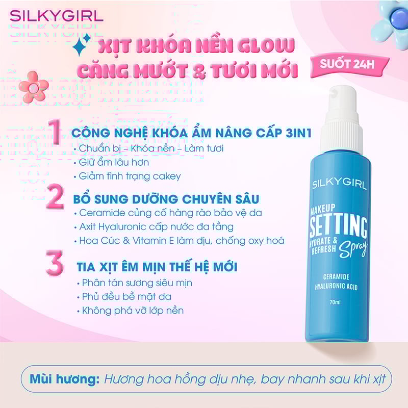 thegioiskinfood.com - Xịt Cố Định Lớp Trang Điểm, Cấp Ẩm & Bảo vệ Da Silkygirl Makep Setting Spray -&nbsp;Hydrate & Refresh