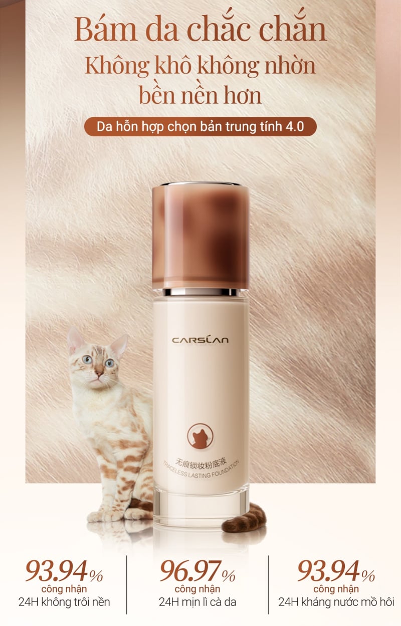 Kem Nền Carslan Dưỡng Ẩm, Kiềm Dầu Lâu Trôi Lasting Foundation 4.0