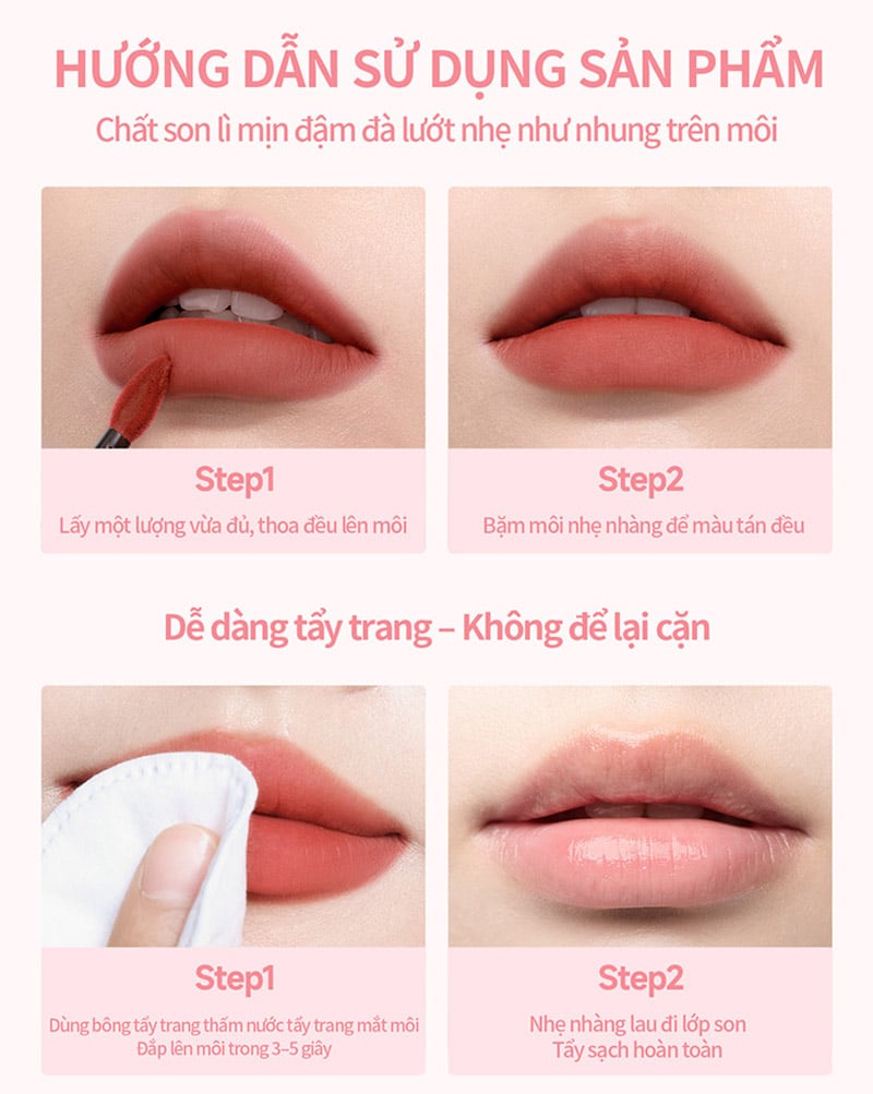 thegioiskinfood.com - Son Kem Bùn Lì Mịn, Lâu Trôi Mooekiss Velvet Lip Mud