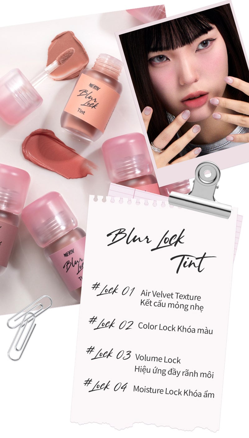 thegioiskinfood.com - Son Kem Lì Khóa Môi Mịn Lì Tự Nhiên&nbsp;Merzy Blur Lock Tint 4g
