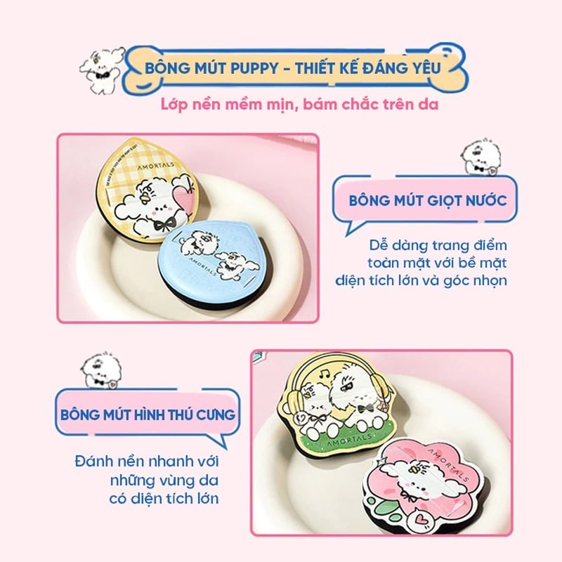 thegioiskinfood.com - Bông Mút Trang Điểm Amortals Huggy Powder Puff Set (Yellow)