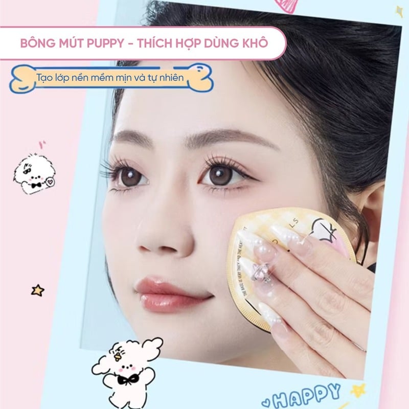thegioiskinfood.com - Bông Mút Trang Điểm Amortals Huggy Powder Puff Set (Yellow)