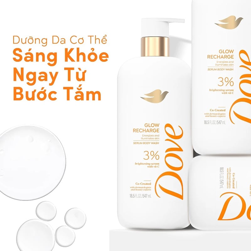 thegioiskinfood.com - Sữa Tắm Hỗ Trợ Dưỡng Sáng Da Dove Serum Body Wash #Glow Recharge