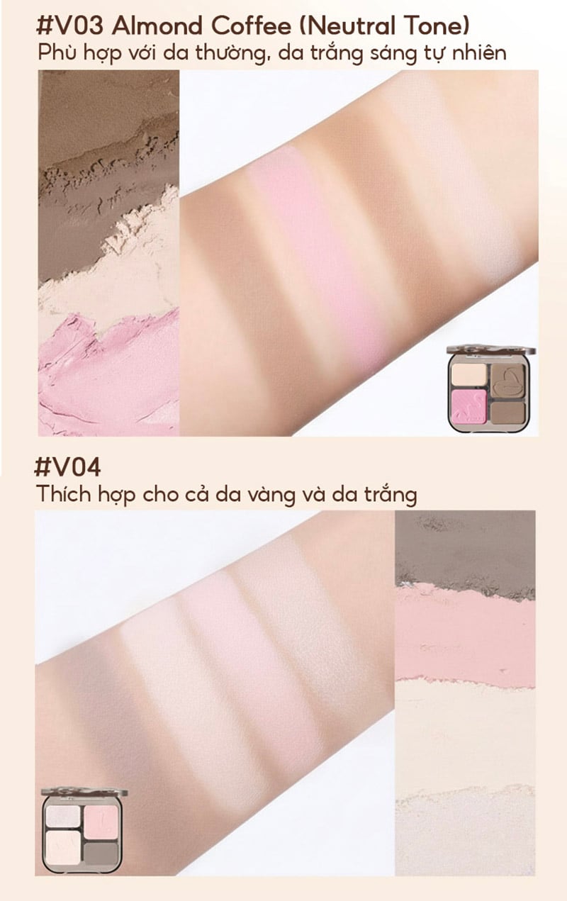 thegioiskinfood.com - Phấn Bắt Sáng Và Tạo Khối VEECCI Easy Blend Highlight & Contour Palette