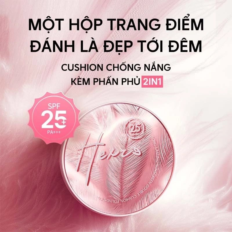 Phấn Nước Hỗ Trợ Chống Nắng Kèm Phấn Phủ 2in1 Hexze Long Lasting Sunscreen Double Cushion Foundation Natural SPF25 Pa+++ 13g + 6.5g