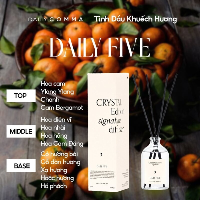 Tinh Dầu, Chế Phẩm Thơm Phòng Daily Comma Crystal Edition Signature Diffuser 100ml