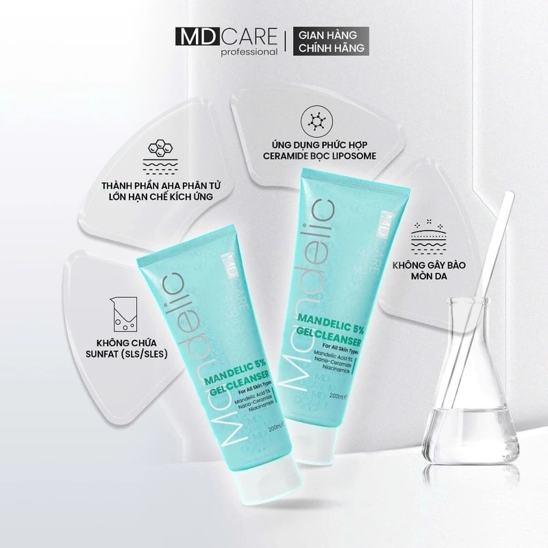 Sữa Rửa Mặt Dạng Gel Làm Sạch Sâu MD CARE Professional Mandelic Acid 5% Gel Cleanser