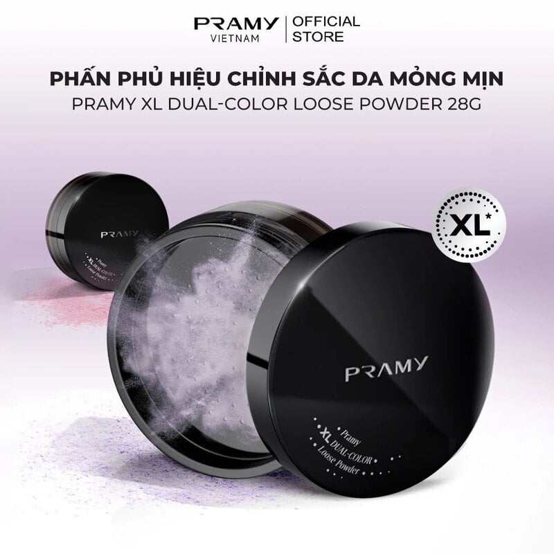 Phấn Phủ Dạng Bột Hiệu Chỉnh Sắc Da, Mỏng Nhẹ Pramy XL Dual-Color Loose Powder 28g