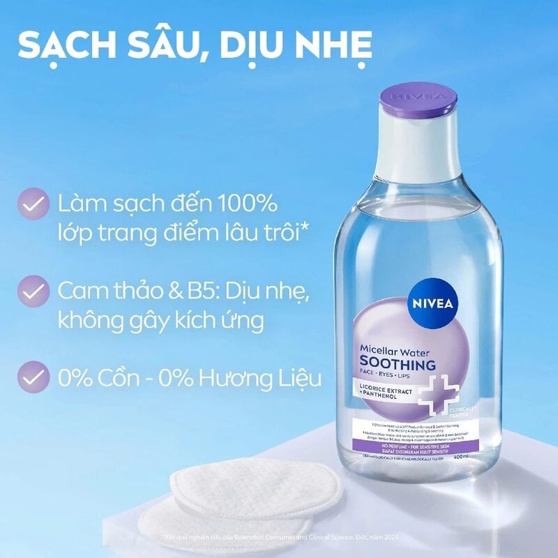 Nước Tẩy Trang Dịu Nhẹ&nbsp;Nivea Micellar Water Soothing 400ml