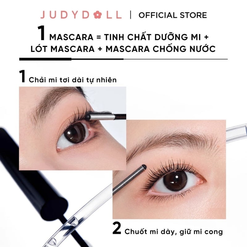 thegioiskinfood.com - Mascara Đầu Lược Sắt Giúp Mi Siêu Tơi, Cong Dài Judydoll Feather Lash Iron Mascara 01 Black 3g