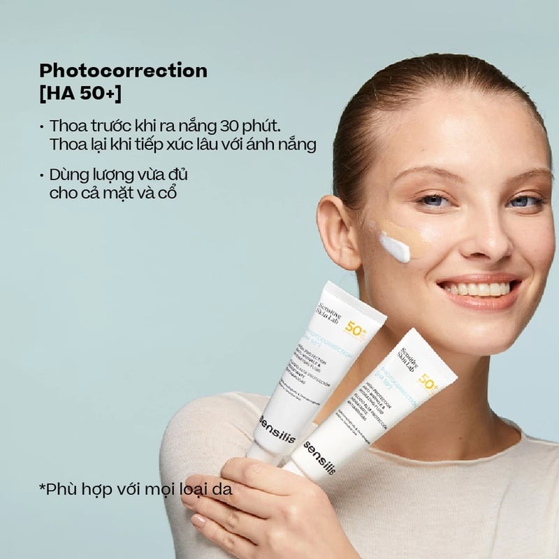 thegioiskinfood.com - Kem Chống Nắng Phổ Rộng Dưỡng Ẩm, Ngừa Lão Hóa Sensilis Photocorrection [HA 50+] 50ml