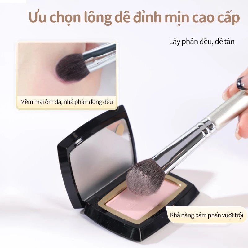 Cọ Má Hồng & Bắt Sáng Guoxiaoniu Rose Gold #354 Tongue-Shaped Highlight & Blush Brush