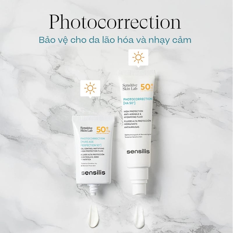 thegioiskinfood.com - Kem Chống Nắng Phổ Rộng Dưỡng Ẩm, Ngừa Lão Hóa Sensilis Photocorrection [HA 50+] 50ml