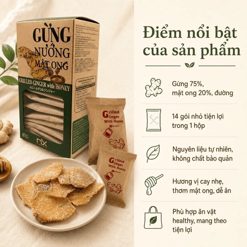 Hộp Gừng Nướng Mật Ong Nam Xanh JSC 80g