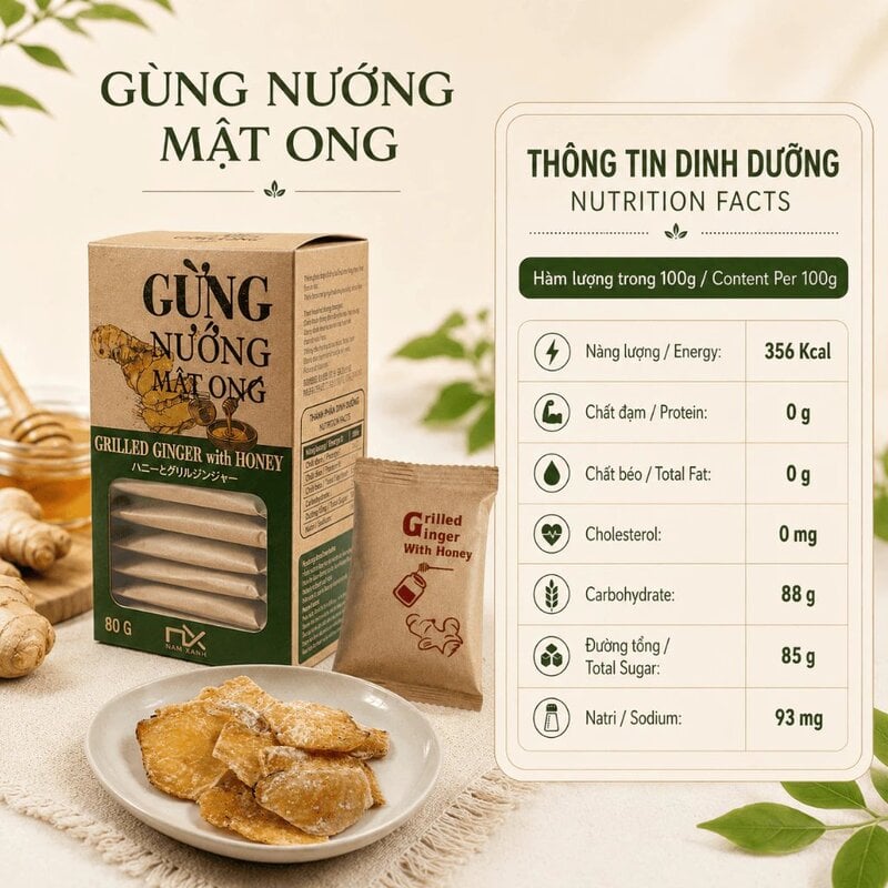 Hộp Gừng Nướng Mật Ong Nam Xanh JSC 80g