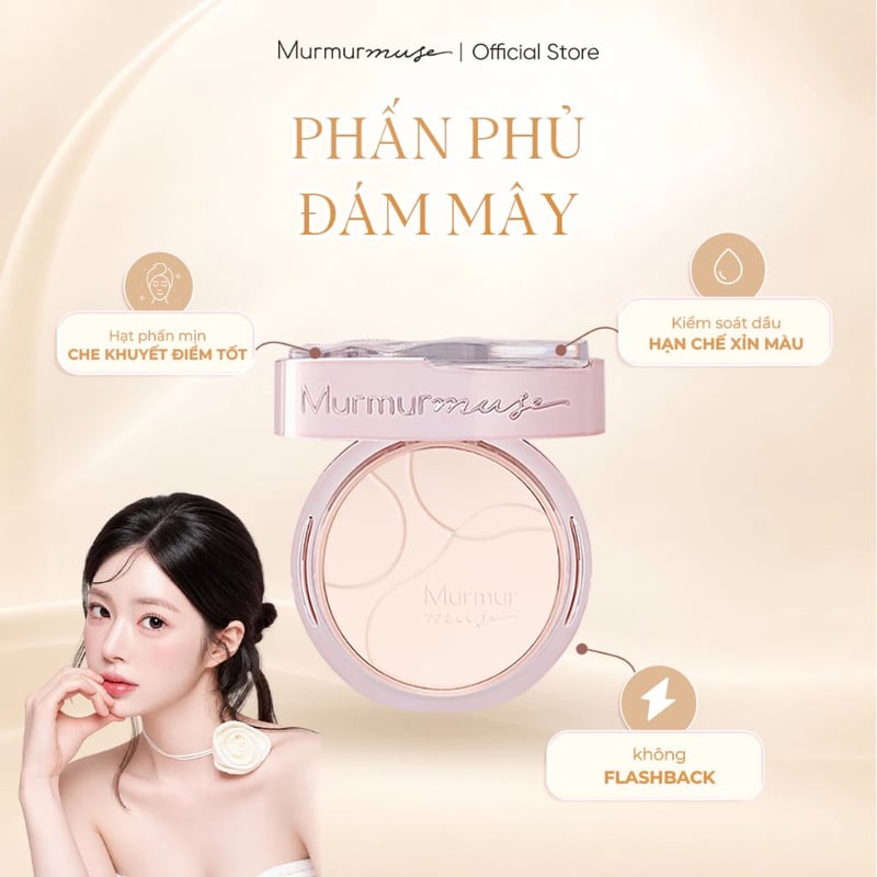 Phấn Phủ Nén, Mỏng Nhẹ, Che Phủ Tốt, Kiềm Dầu Murmurmuse Light and Transparent Pressed Powder 8g