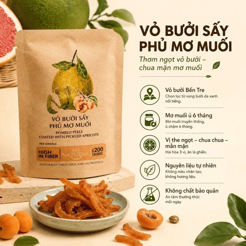 Vỏ Bưởi Sấy Phủ Mơ Muối Nam Xanh JSC Túi 40g
