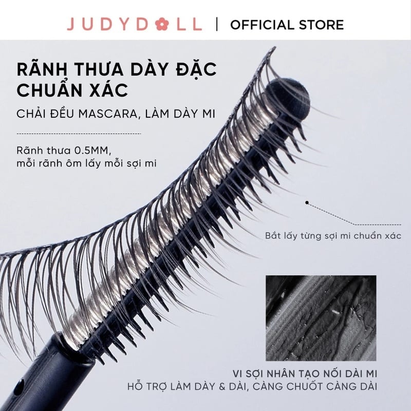 thegioiskinfood.com - Mascara Đầu Lược Sắt Giúp Mi Siêu Tơi, Cong Dài Judydoll Feather Lash Iron Mascara 01 Black 3g