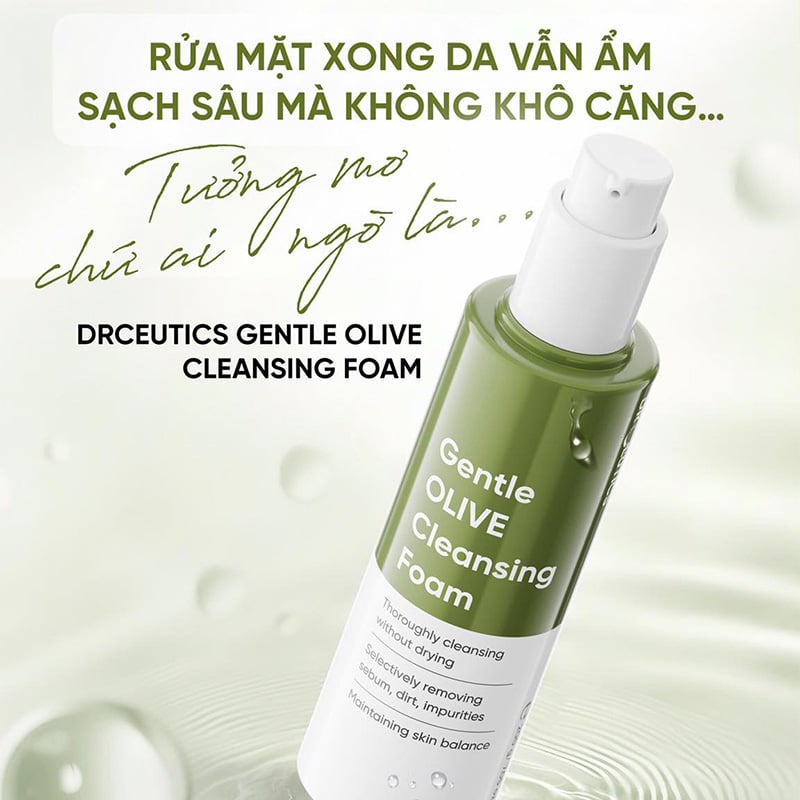 thegioiskinfood.com - Sữa Rửa Mặt DrCeutics Sạch Sâu, Dịu Nhẹ Cho Da Gentle Olive Cleansing Foam 150ml