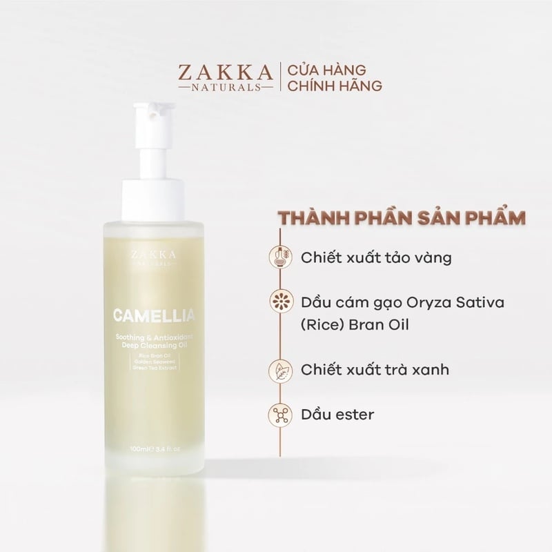 thegioiskinfood.com - Dầu Tẩy Trang Làm Sạch Sâu Zakka Naturals Camellia Soothing & Antioxidant Deep Cleansing Oil 100ml