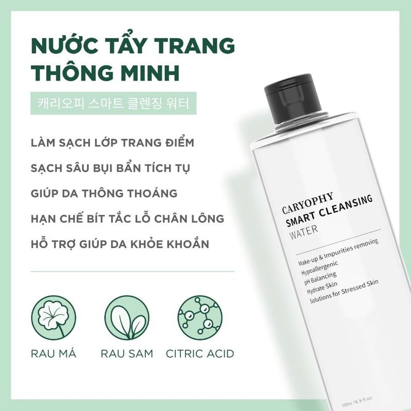 thegioiskinfood.com - Nước Tẩy Trang Caryophy Dành Cho Da Dầu Mụn Smart Cleansing Water