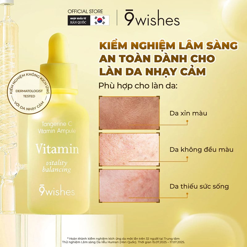 thegioiskinfood.com - Serum Hỗ Trợ Dưỡng Sáng Da 9 Wishes Tangerine C Vitamin Ampule 30ml