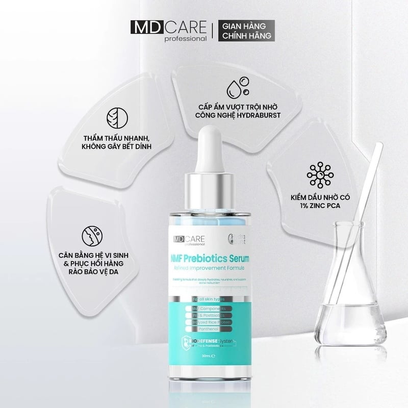Serum Hỗ Trơ Cân Bằng Lợi Khuẩn & Hỗ Trợ Phục Hồi Da MD CARE Professional NMF Prebiotics Serum Refined Improvement Formula 30ml